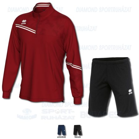 ERREA ELIAS & JAN SET cipzáras nyakú edző melegítő felső + bermuda nadrág SZETT - bordó-világosszürke-fehér