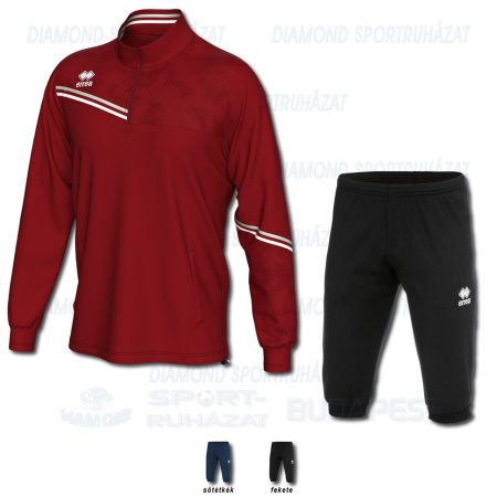 ERREA ELIAS & JOKER SET cipzáras nyakú edző melegítő felső + háromnegyedes nadrág SZETT - bordó-világosszürke-fehér