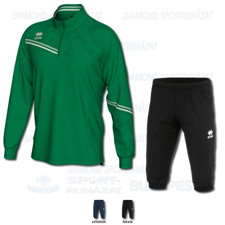 ERREA ELIAS & JOKER SET cipzáras nyakú edző melegítő felső + háromnegyedes nadrág SZETT - zöld-világosszürke-fehér