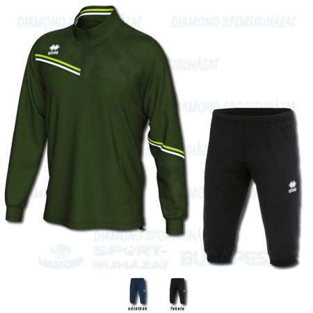ERREA ELIAS & JOKER SET cipzáras nyakú edző melegítő felső + háromnegyedes nadrág SZETT - katonai zöld-UV zöld-fehér
