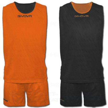GIVOVA DOUBLE CANOTTA KIT kifordíthatós kosárlabda mez + nadrág KIT - narancssárga-fekete