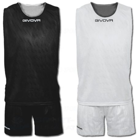 GIVOVA DOUBLE CANOTTA KIT kifordíthatós kosárlabda mez + nadrág KIT - fekete-fehér