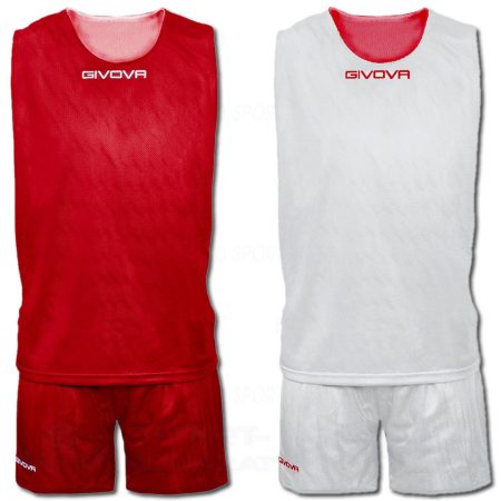GIVOVA DOUBLE CANOTTA KIT kifordíthatós kosárlabda mez + nadrág KIT - piros-fehér