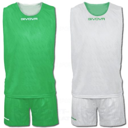 GIVOVA DOUBLE CANOTTA KIT kifordíthatós kosárlabda mez + nadrág KIT - zöld-fehér