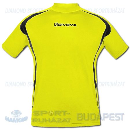 GIVOVA RUNNING SHIRT elasztikus atléta mez (rövid ujjú) - UV sárga-fekete [M]