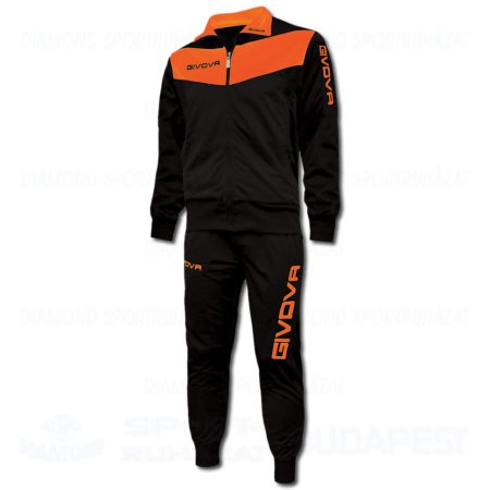 GIVOVA VISA FLUO KIT cipzáras edző- és szabadidő melegítő felső + nadrág KIT - fekete-UV narancssárga