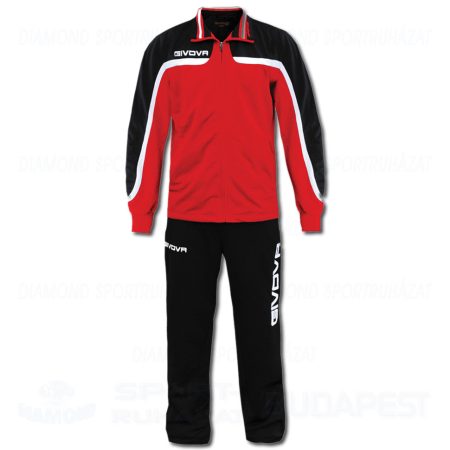 GIVOVA EUROPA KIT cipzáras szabadidő melegítő felső + nadrág KIT - piros-fekete