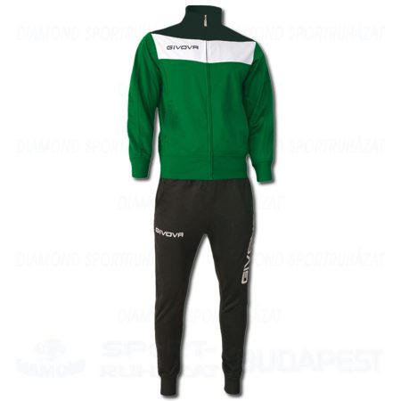 GIVOVA TUTA CAMPO KIT cipzáras edző- és szabadidő melegítő felső + nadrág KIT - zöld-fekete