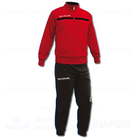 GIVOVA TUTA ONE FULL ZIP KIT cipzáras edző- és szabadidő melegítő felső + nadrág KIT - piros-fekete