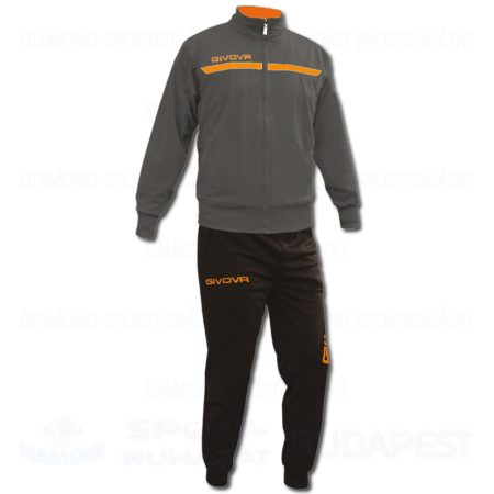 GIVOVA TUTA ONE FULL ZIP KIT cipzáras edző- és szabadidő melegítő felső + nadrág KIT - sötétszürke-UV narancssárga